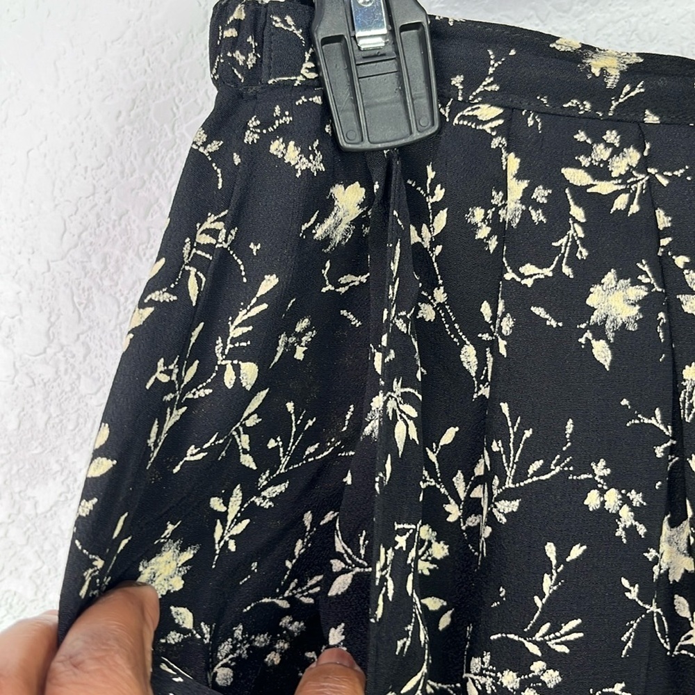 Vintage Street Wear Carole Little Wide Leg Pants Womens 10 Black Floral Print - Picture 6 of 10